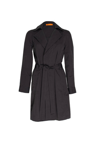 Offset Mandarin Collar Coat - Charcoal Texture 8603