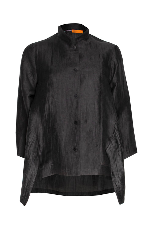 Drop Hem Shirt - Black Linen 9768