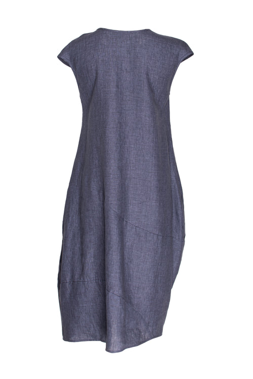 Tucked Cap Sleeve Dress - Charcoal Linen 9733