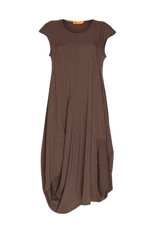 Cap Sleeve Dress - Beige/Chocolate Printed Jersey 6028