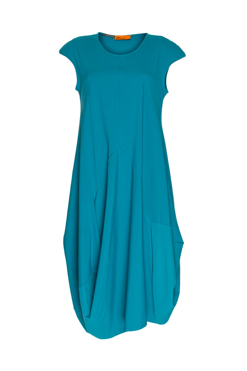 Draped Cap Sleeve Dress - Teal Jersey 4628