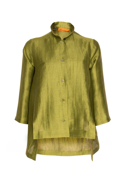 Drop Hem Shirt - Olive Linen 9712