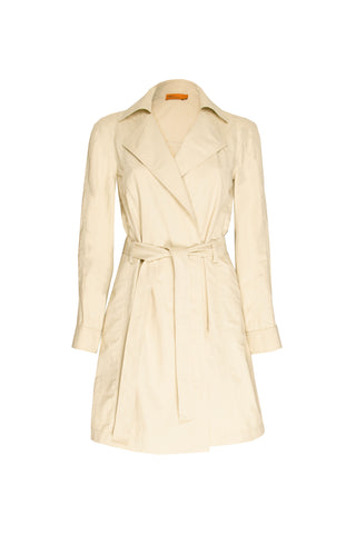 High Collar Flared Coat - Winter White 8605