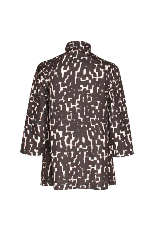 Drop Hem Shirt - Black/White Print 4617