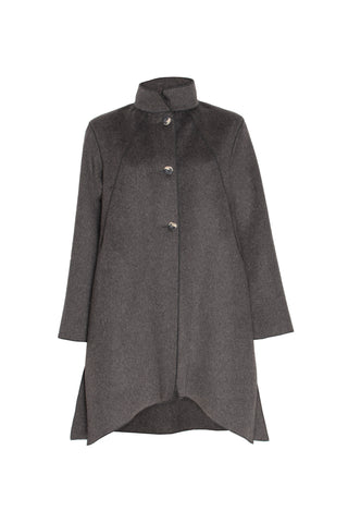 High Collar Flared Coat - Charcoal Texture 8606