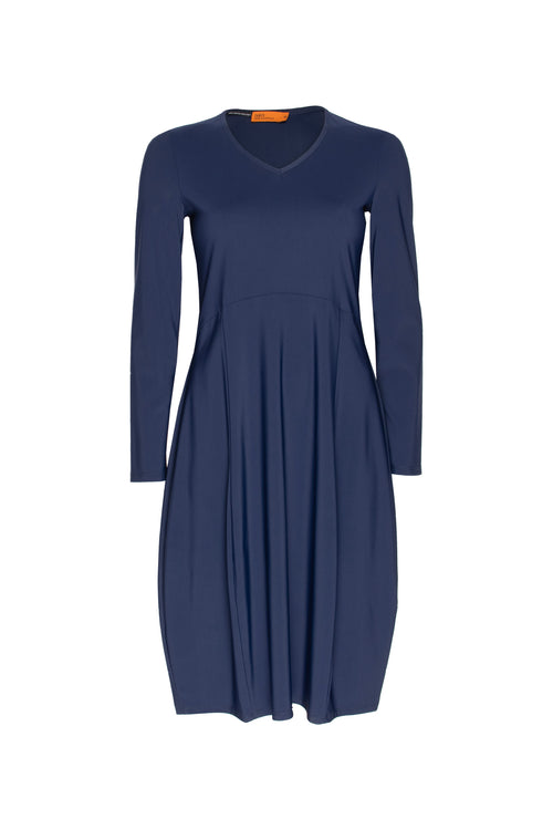 Long Sleeve Vee Neck Dress - Indigo Jersey 4601