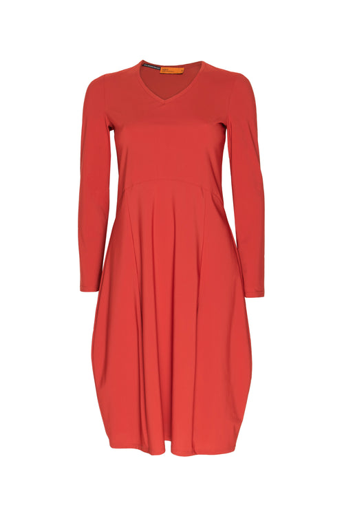 Long Sleeve Vee Neck Dress - Paprika Jersey 4602