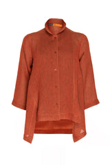 Drop Hem Shirt - Brick Linen 9711