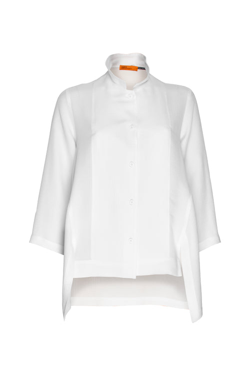 Drop Hem Shirt - Ivory Viscoes/Silk 4615