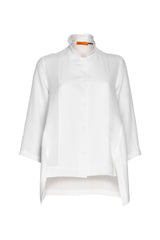 Drop Hem Shirt - Ivory Viscoes/Silk 4615