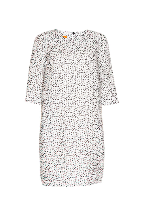 3/4 Sleeve Tulip Dress - Charcoal Spot Linen 9761