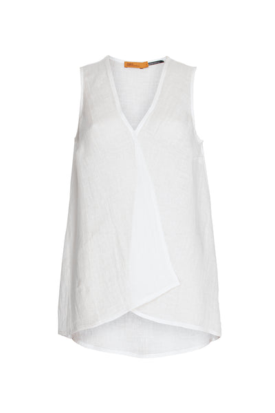 Linen V Neck Singlet - White 7831 – DIGBYS Boutique