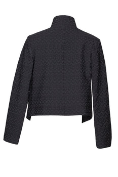 High Collar Classic Jacket - Black Snake Texture 9750