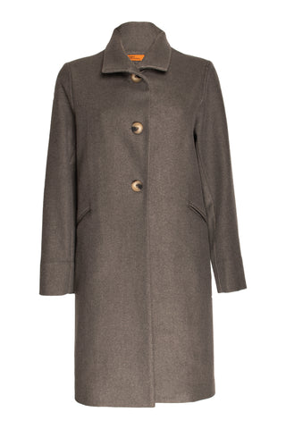 Offset Mandarin Collar Coat - Charcoal Texture 8603